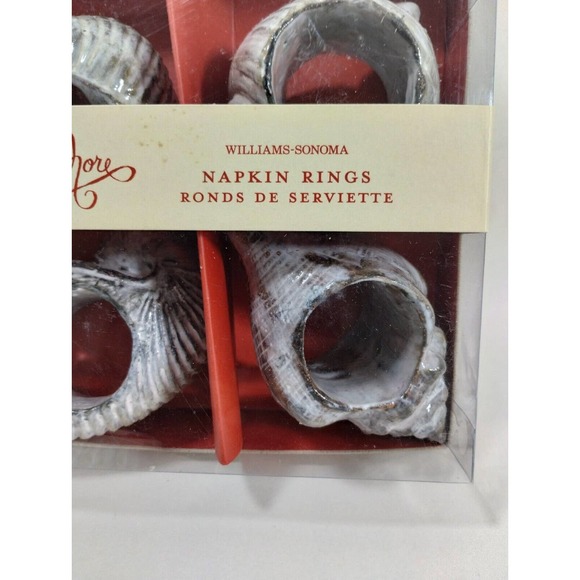 Williams Sonoma Seashore (4) Napkin Rings Sea Shell Beach Nautical Large Holders - Picture 3 of 7